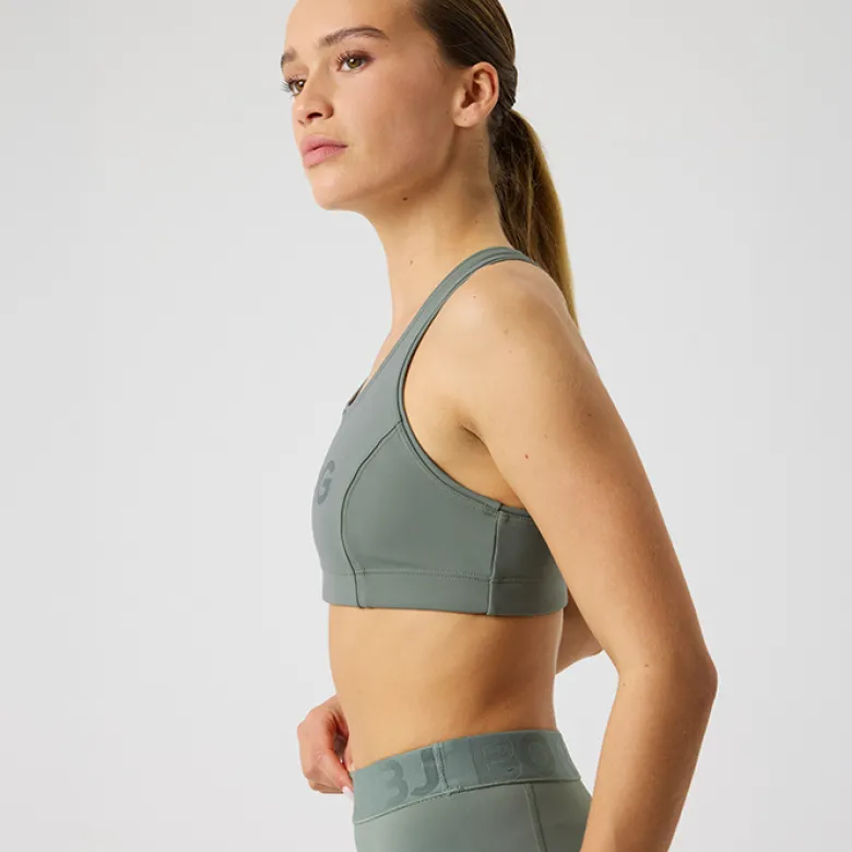 Borg Mid Support Sports Bra, Agave Green