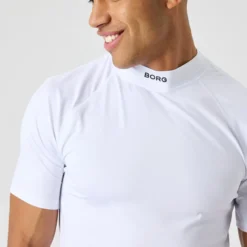 Borg Mock Neck T-Shirt, Brilliant White