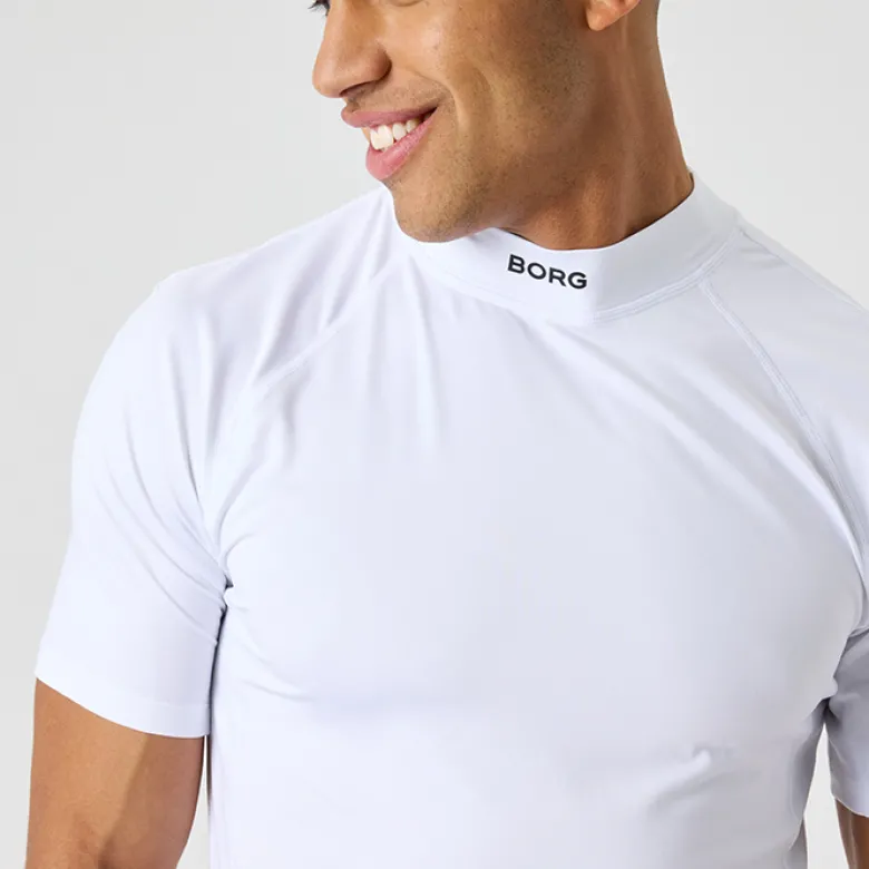 Borg Mock Neck T-Shirt, Brilliant White