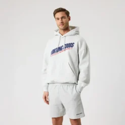 Borg Oversized Hoodie, Ultra Light Grey Melange