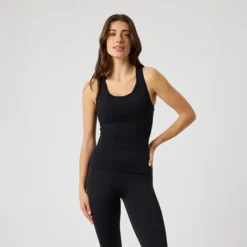 Borg Soft Racerback Tank Top, Black Beauty