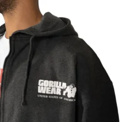 Classic Oversized Zipped Hoodie, Dark Grey Melange