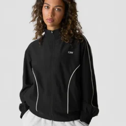 Contrast Track Jacket, Black