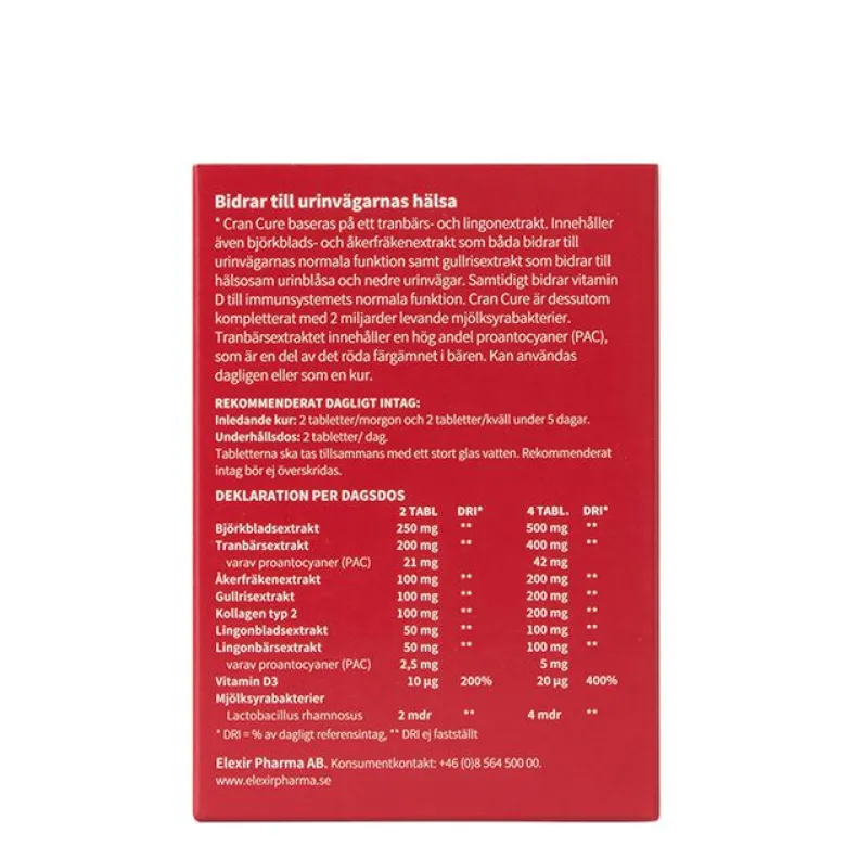 Cran Cure® Tranebær + Melkesyrebakterier 60 tabletter