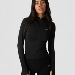 Define Seamless Zip Long Sleeve, Black