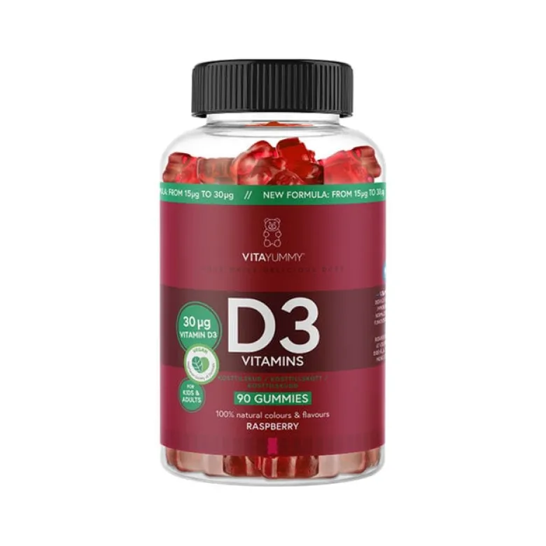 D3 Vitamins Bringebær 90 stk Gummies