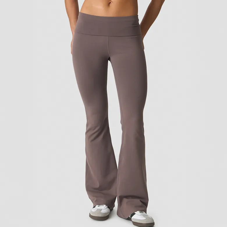 Essence Seamless Fold Over Flared Pants, Dusty Brown