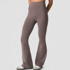 Essence Seamless Fold Over Flared Pants, Dusty Brown