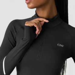 Everyday Long Sleeve Stripe 1/4 Zip, Black