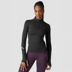 Everyday Long Sleeve Stripe 1/4 Zip, Black