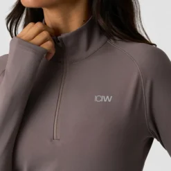 Everyday Long Sleeve Stripe 1/4 Zip, Dusty Brown