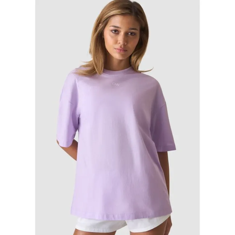 Everyday Oversized Cotton T-shirt Print, Pastel Lilac