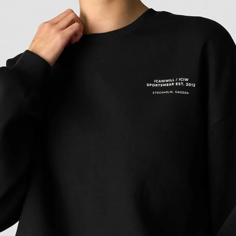 Everyday Relaxed Crewneck Print, Black