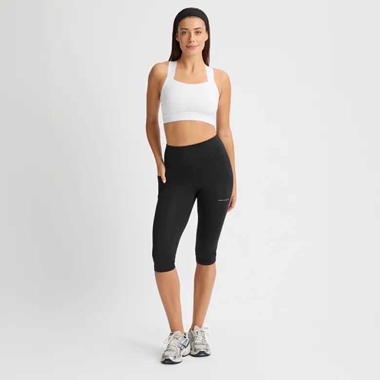 Flattering High Waist Capri Tights, Black