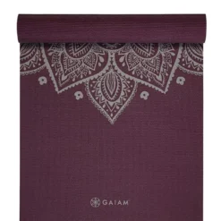 Gaiam Midnight Plum Sundial Flower Yoga Mat 5 mm