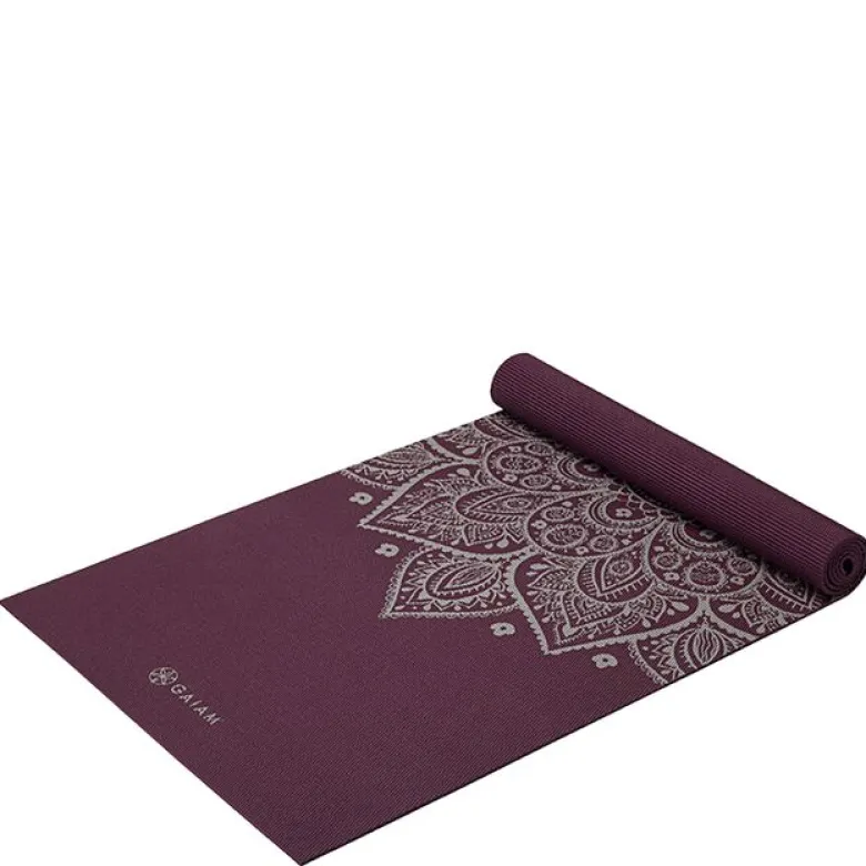 Gaiam Midnight Plum Sundial Flower Yoga Mat 5 mm