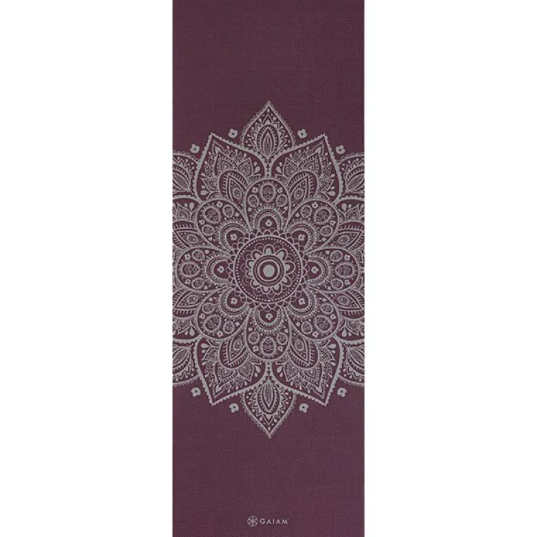Gaiam Midnight Plum Sundial Flower Yoga Mat 5 mm