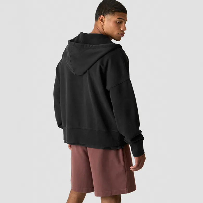 Grit Stonewashed Zipped Hoodie, Black