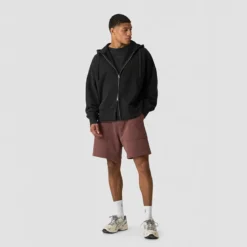 Grit Stonewashed Zipped Hoodie, Black
