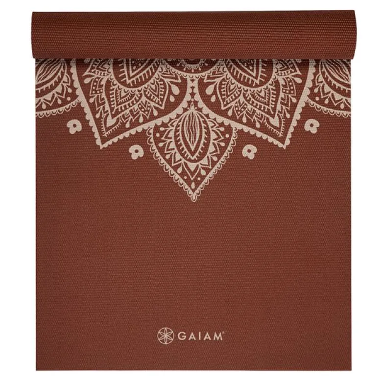 Intense Rust Sundial Flower Yoga Mat 5mm