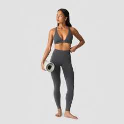 Luxe V-neck Sports Bra, Charcoal Grey