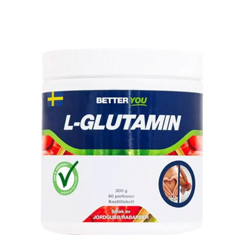 Naturligt L-Glutamin Jordgubb och Rabarber 300 g