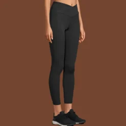 Overlap High Waist Tights, Black