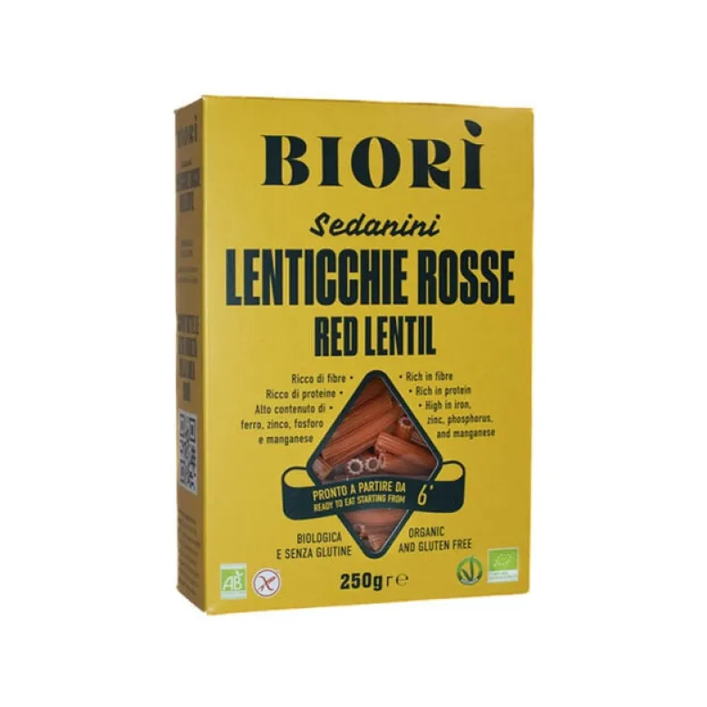 Röda Linser Pasta Sedanini Glutenfri 250 g