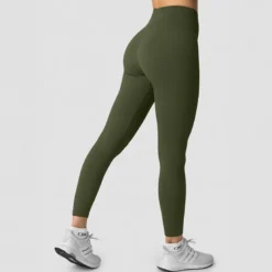 Ribbed Define Seamless Tights, Dark Khaki Green