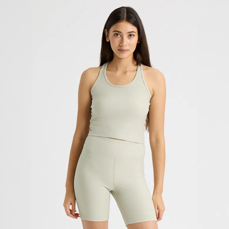 Ribbed R Tank, Agate Gray