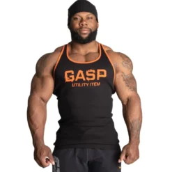 Ribbed T-back, Black/Flame