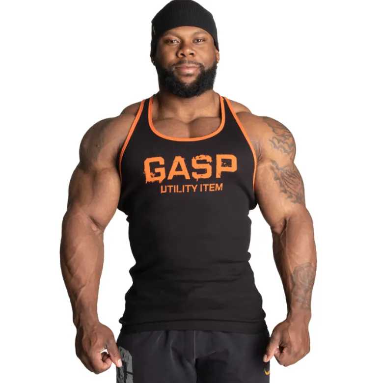 Ribbed T-back, Black/Flame
