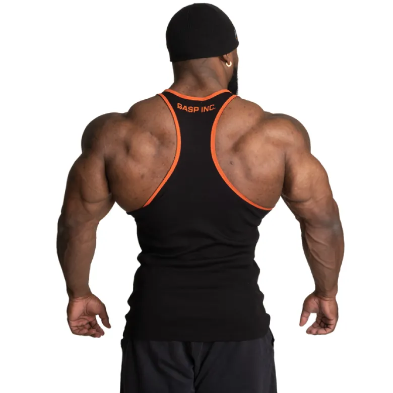Ribbed T-back, Black/Flame