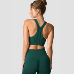 Rush Seamless Sports Bra, Dark Green Melange