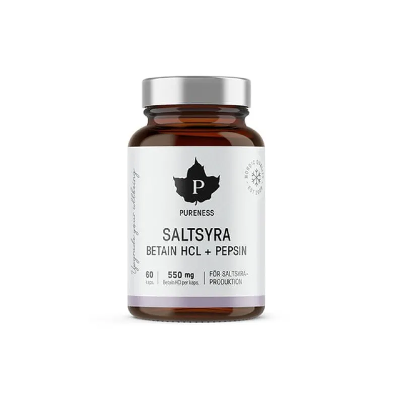 Saltsyre Betain HCL + Pepsin 60 kapsler