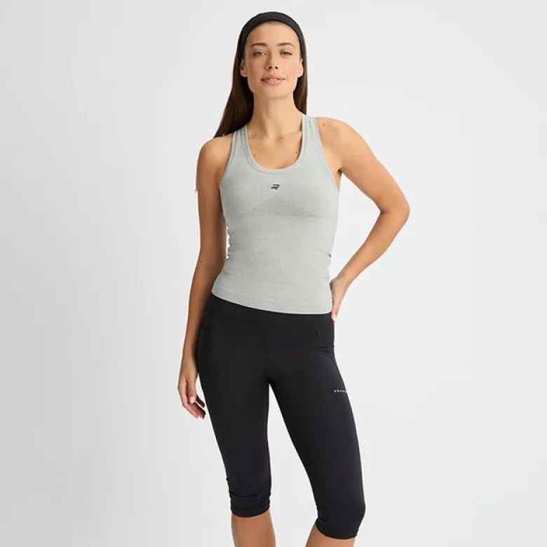 Seamless Flex Tank. Grey Melange