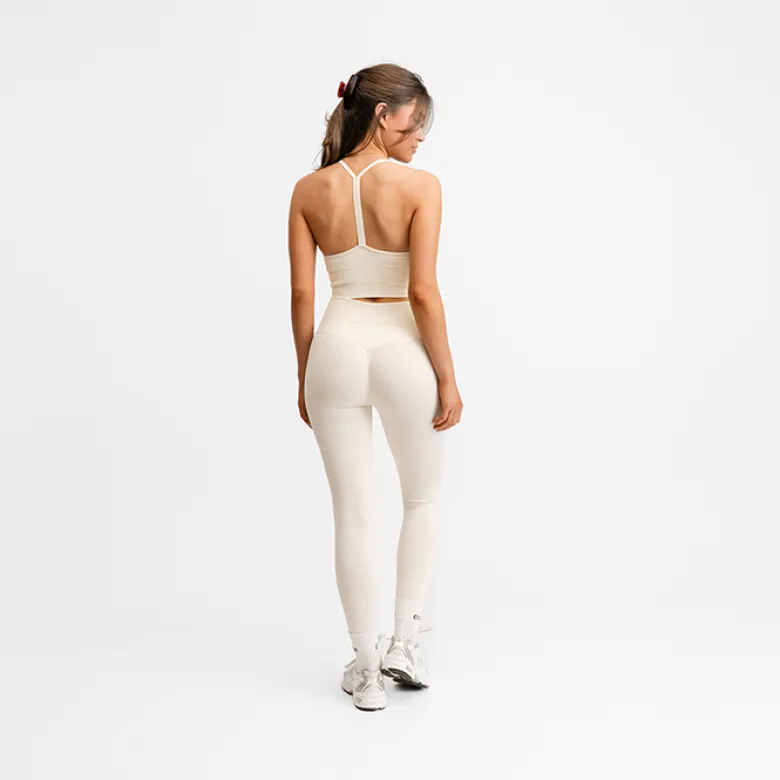 Seamless Scrunch Tights Cream White