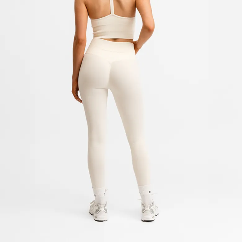 Seamless Scrunch Tights Cream White