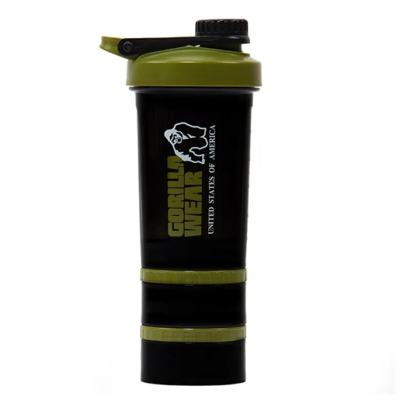 Shaker 2 Go Svart/Grønn 500 ml + 130 ml x 2