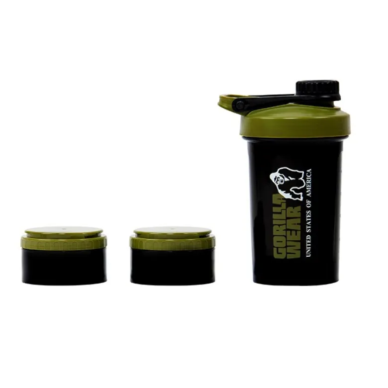 Shaker 2 Go Svart/Grønn 500 ml + 130 ml x 2