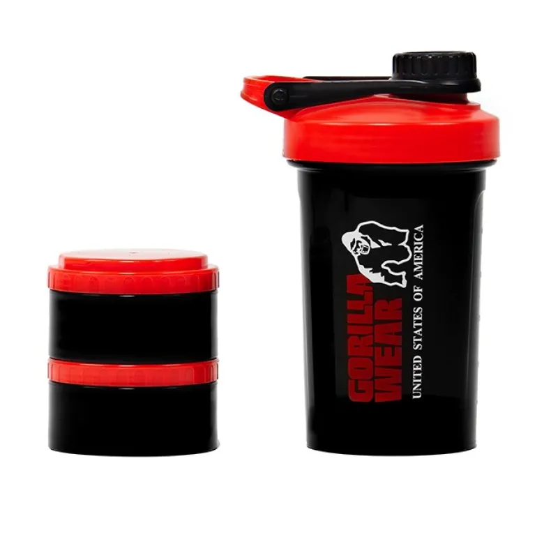 Shaker 2 Go Svart/Rød 500 ml + 130 ml x 2