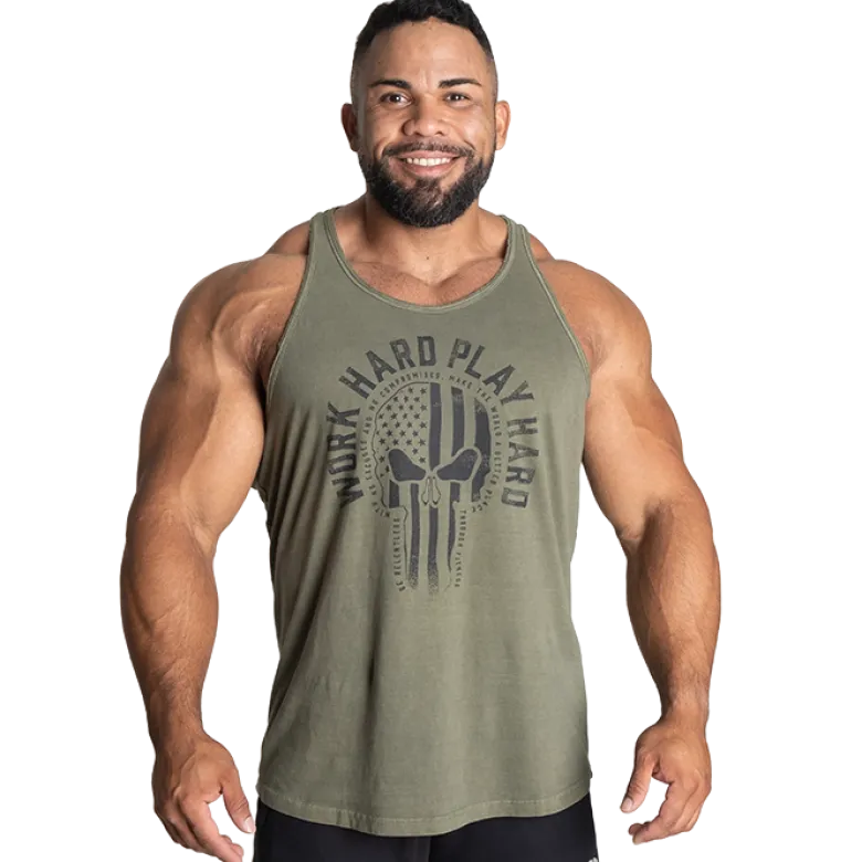 Skull T-back, Acid Washed Green