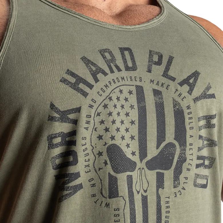 Skull T-back, Acid Washed Green