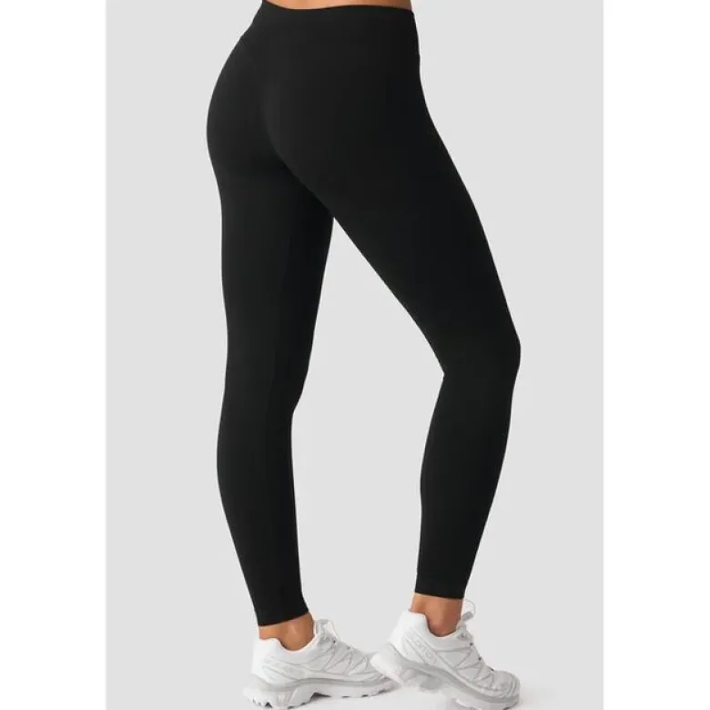 Smooth Seamless Mid Rise V-shape Tights, Black