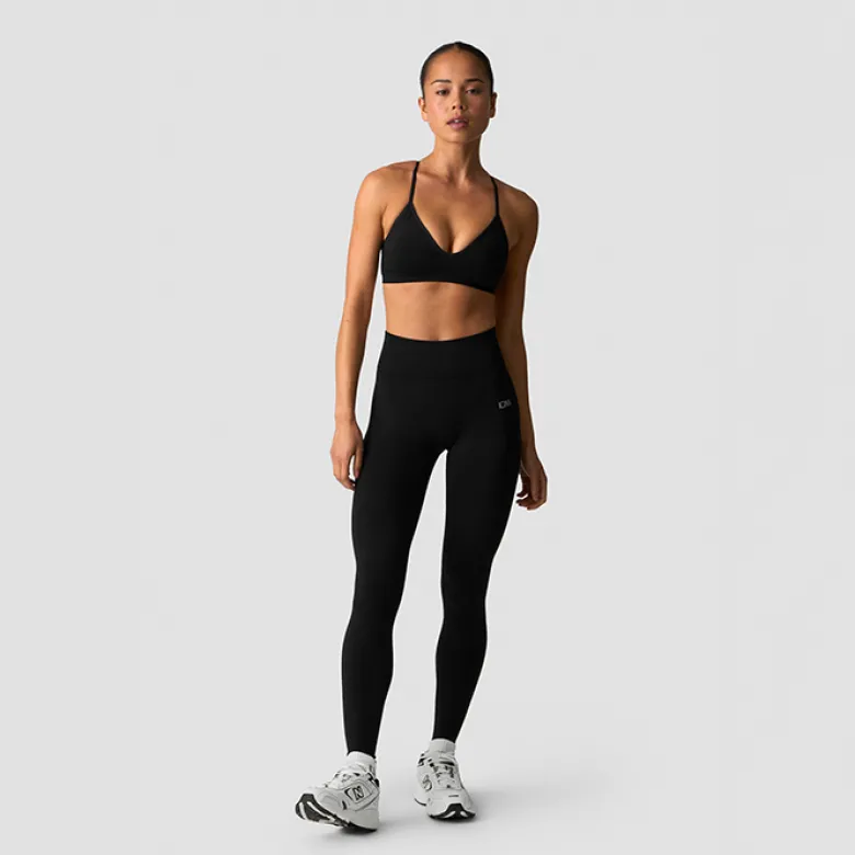 Smooth Seamless Strappy Sports Bra, Black