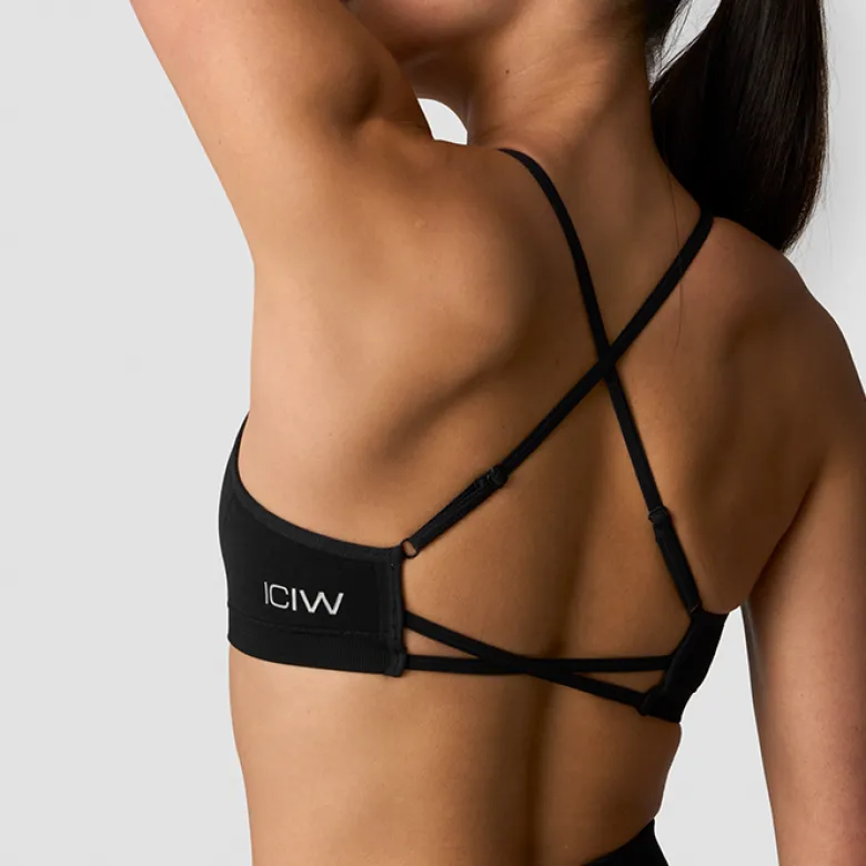 Smooth Seamless Strappy Sports Bra, Black