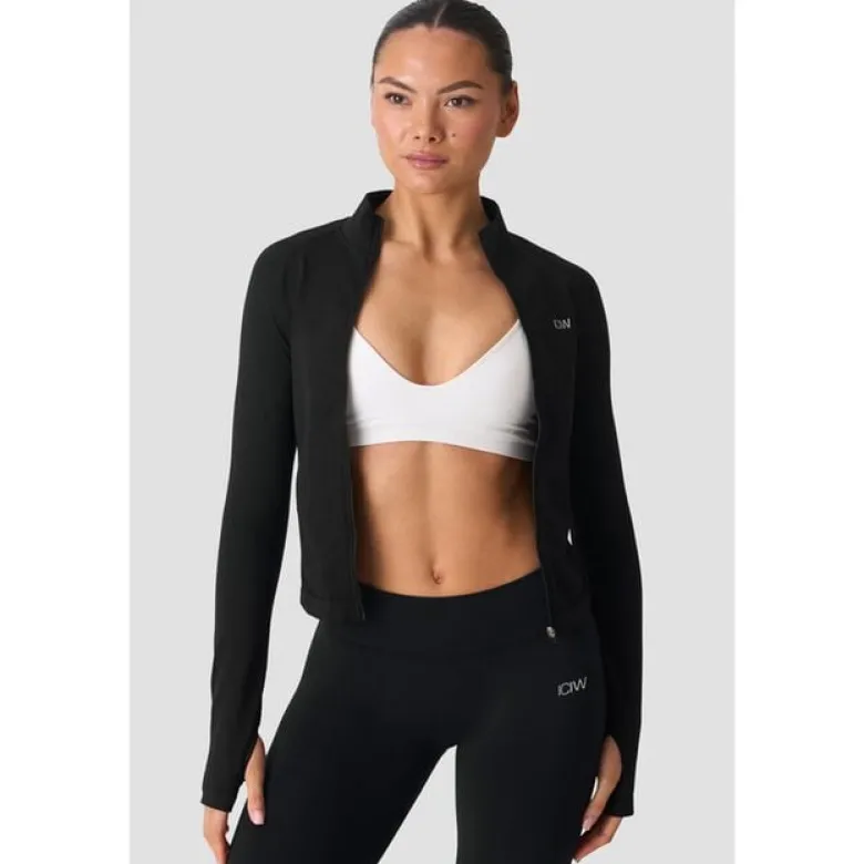Smooth Seamless Zip Jacket, Black