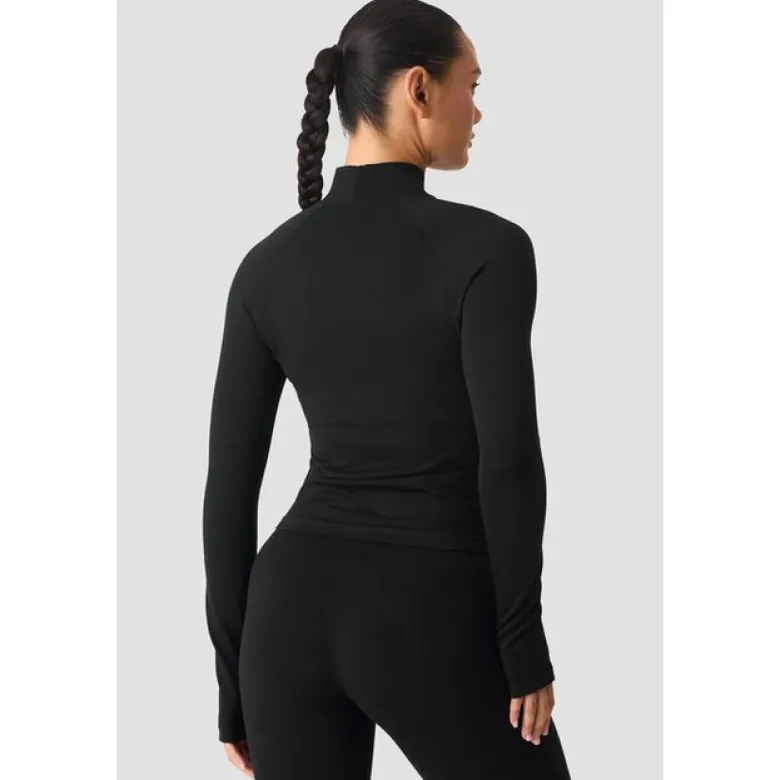 Smooth Seamless Zip Jacket, Black
