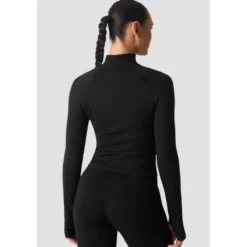 Smooth Seamless 1/2 Zip LS, Black