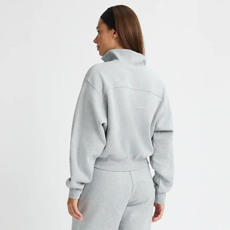 Soft Sweat Half Zip, Grey Melange